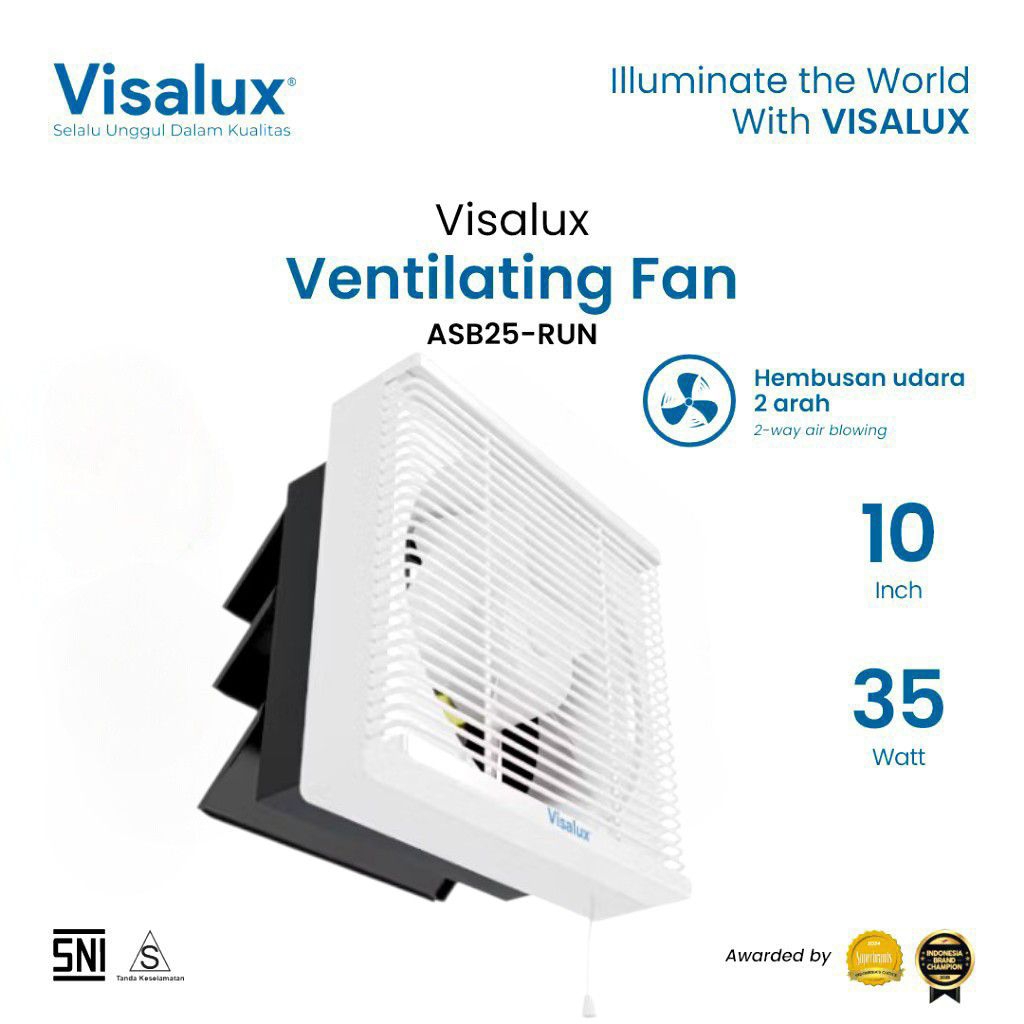 Exhaust fan dinding Visalux 10inchi/kipas angin ventilasi dinding Visalux 10inchi 2arah ASB25-RUN