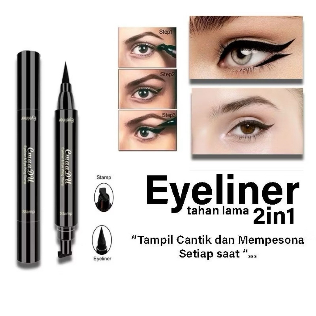 Eyeliner Stamp 2 in 1 Wing Eyeliner Spidol Waterproof Stamp Eyeliner 2in1 Eyeliner Pencil