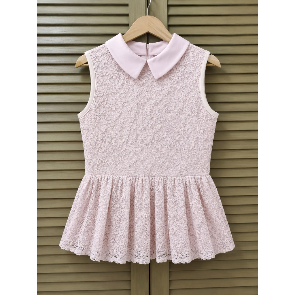 Pink lace peplum top. atasan bahan brokat. dress brukat