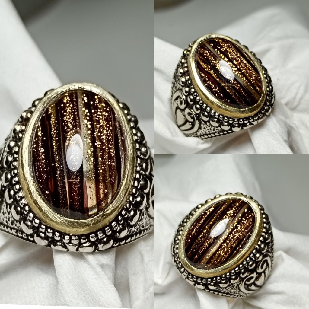 Batu cincin pasir emas coklat crystal Cc33