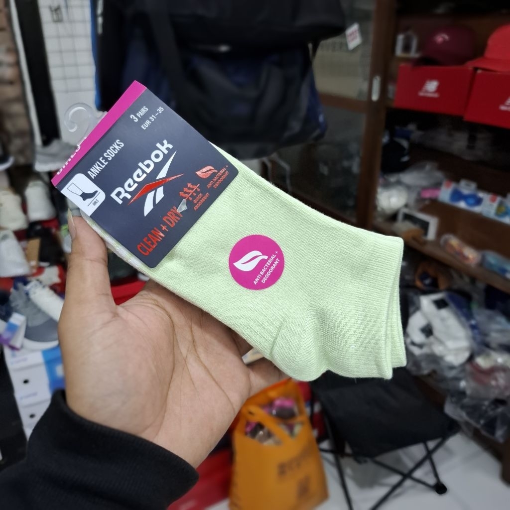 kaos kaki Reebok Ankle Socks Isi 3pairs Original