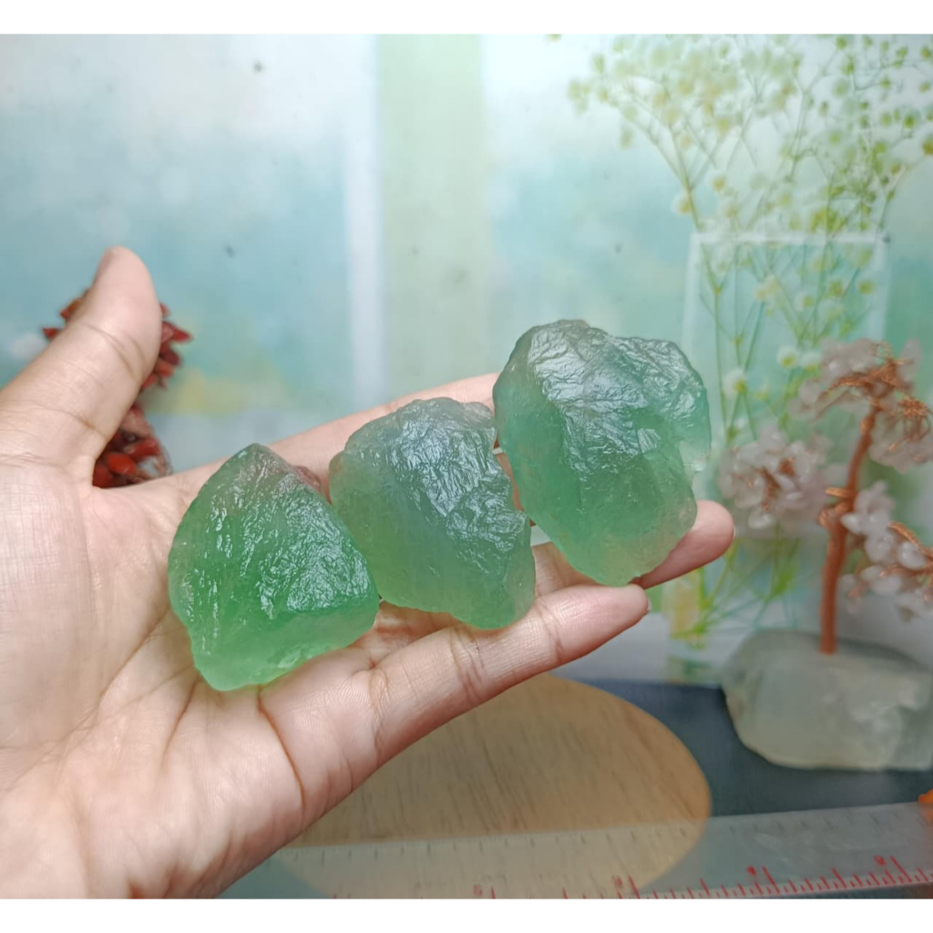 Natural Green Fluorite Rough (8) Asli Batu Alam