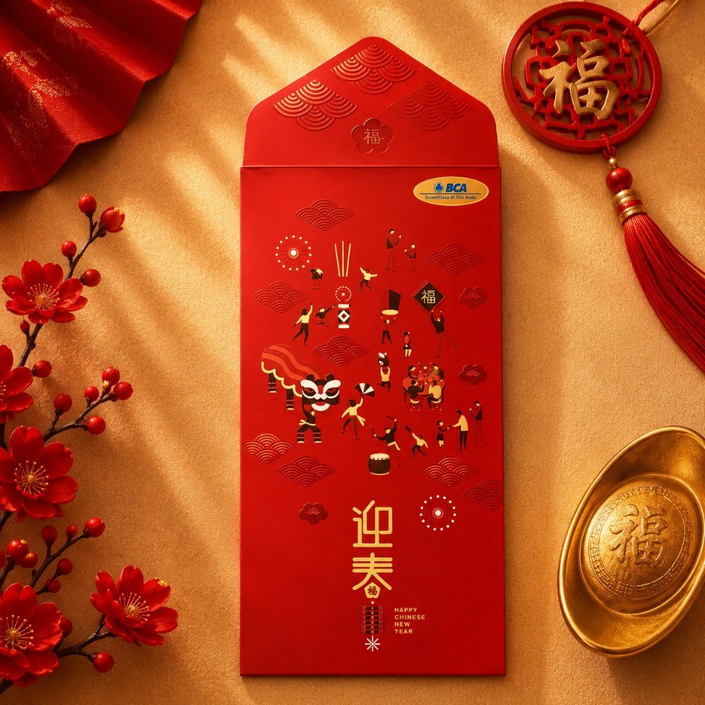 AMPLOP ANGPAO SINCIA/IMLEK BCA PRIORITAS 2026 MOTIF BARONGSAI TERBARU TERMURAH REALPICT READYSTOCK