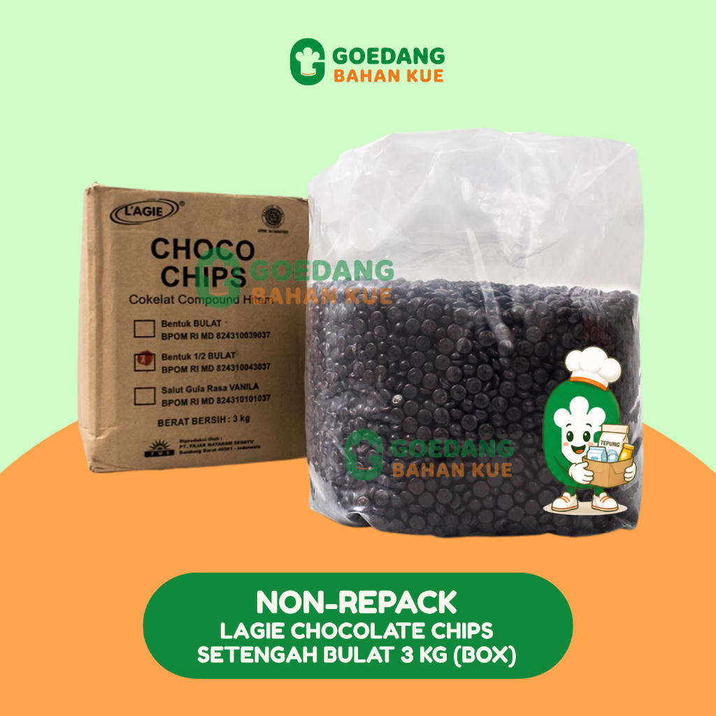 [ DOS = 3 KG ] CHOCO CHIPS LAGIE COKLAT DAN WARNA SETENGAH BULAT 3 KG - CHOCO CHIPS LAGIE BENTUK SET
