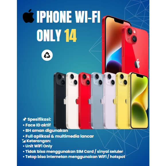 SPayLater IPHONE 14 WIFI ONLY 128GB/256GB SECOND FULLSET Second HandPhone Garansi iphone 14