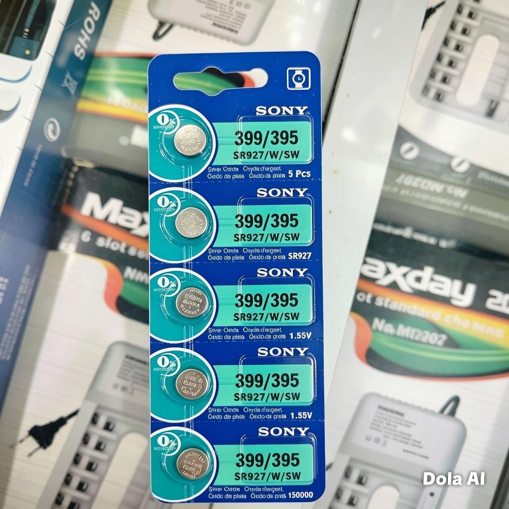 Baterai Sony 399 395 SR927W SR927SW 1.55V Batre Jam Tangan Silver Oxide Isi 5 Pcs