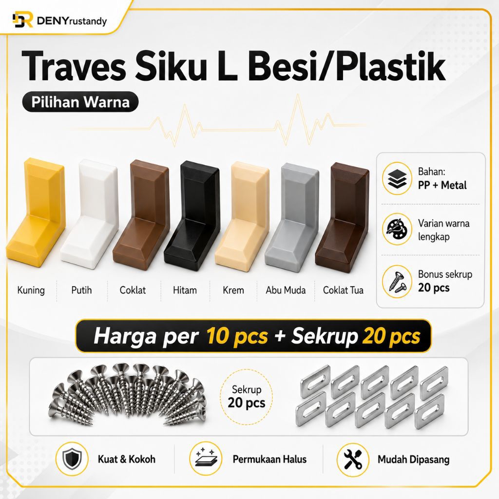 Penyangga Besi Plastik Trapes / Ambalan Siku 22 L / Traves Penyangga Rak Lemari