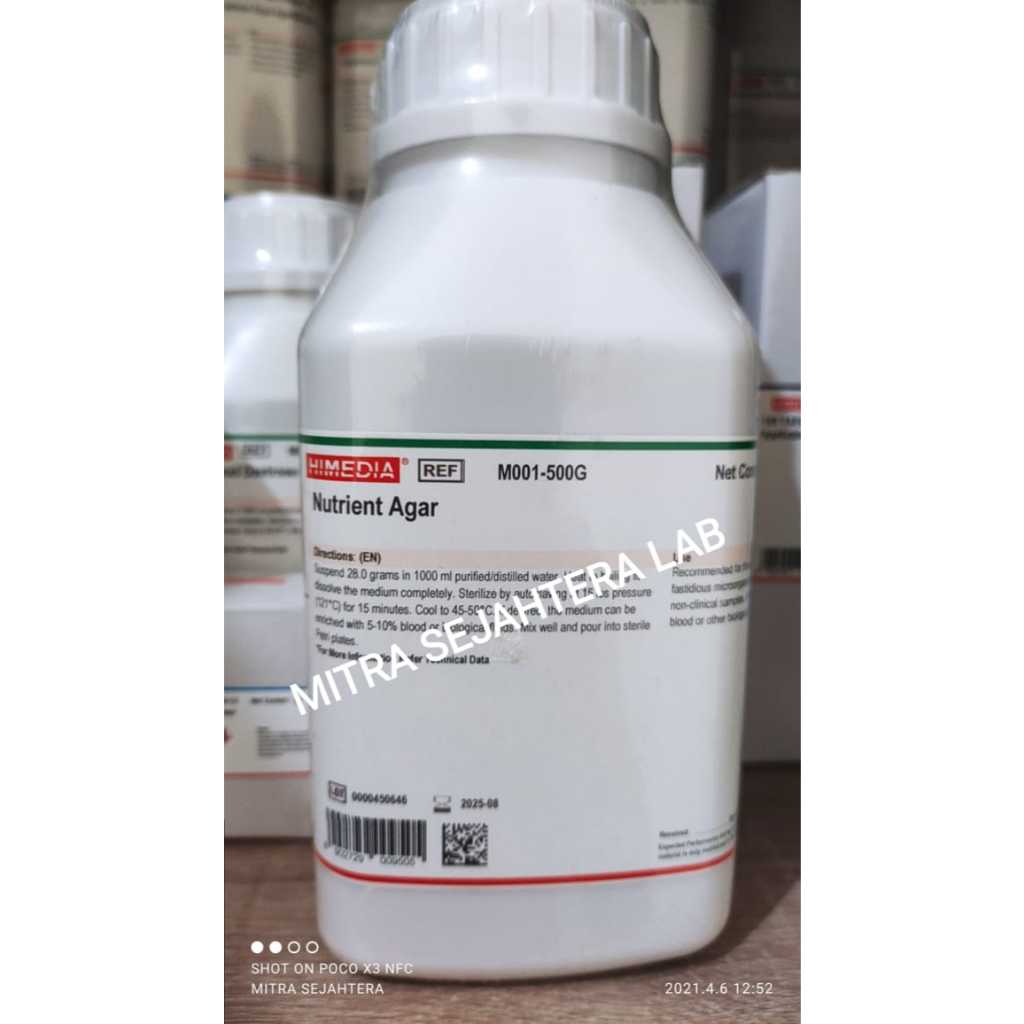 NUTRIENT AGAR HIMEDIA KEMASAN 500 GRAM M001 MEDIA NA M001-500G