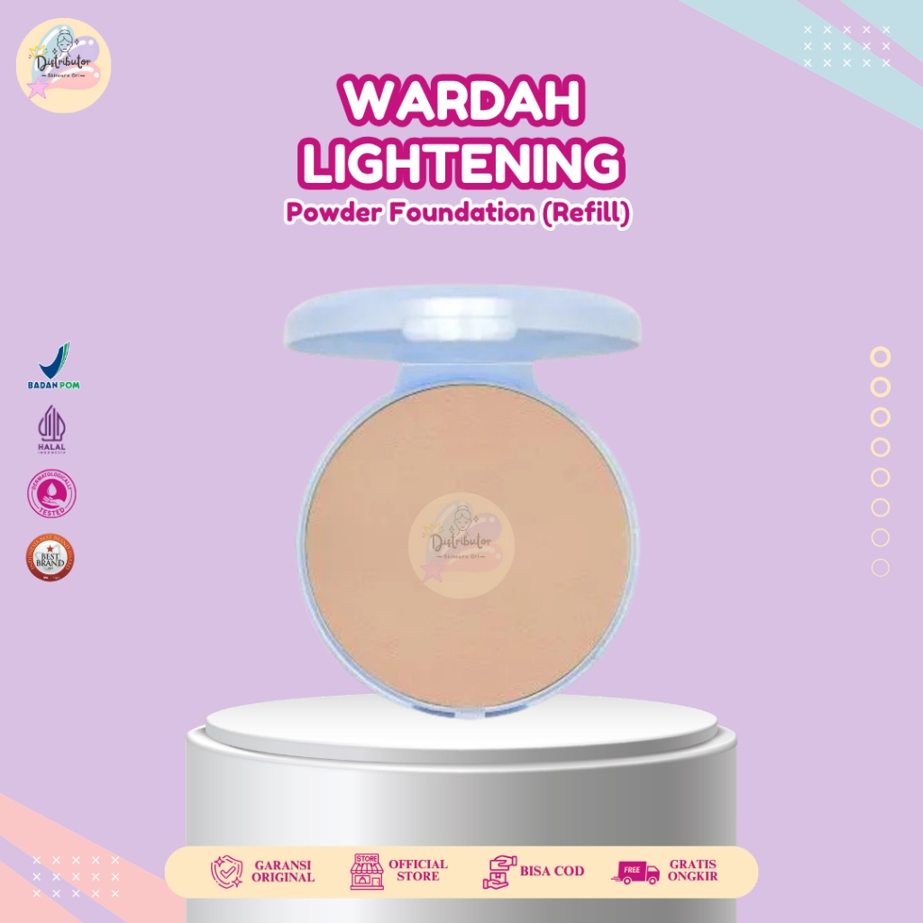 WARDAH Refill TWC Lightening Powder Foundation Light Feel 12g Two Way Cake Bedak Padat Ringan Glowin