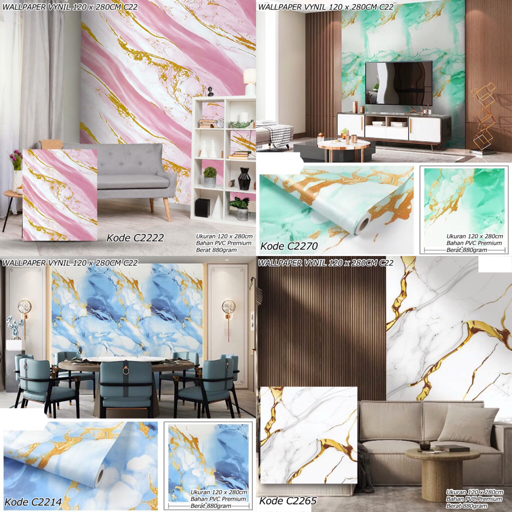 WALLPAPER VYNIL 120 x 280CM C22 || WALLPAPER MARMER ROLL GRANIT DINDING MOTIF || STICKER FOAM MOTIF 