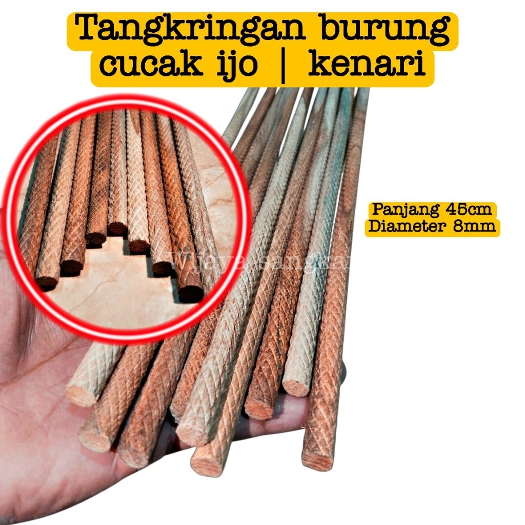 Tangkringan burung kenari cucak ijo bermotif silang X panjang 45cm D8mm (2pcs)