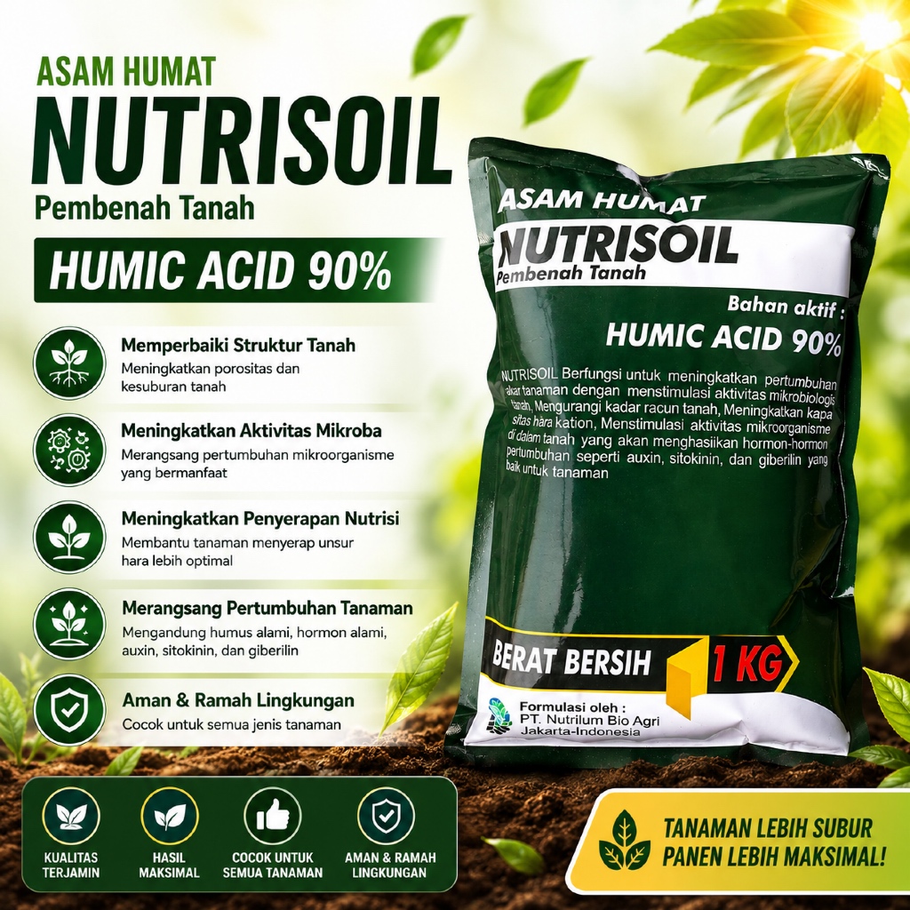 Asam Humat Nutrisoil 1Kg | Humic Acid Asam Humat Nutrisoil 1kg | Nutrisoil 90%