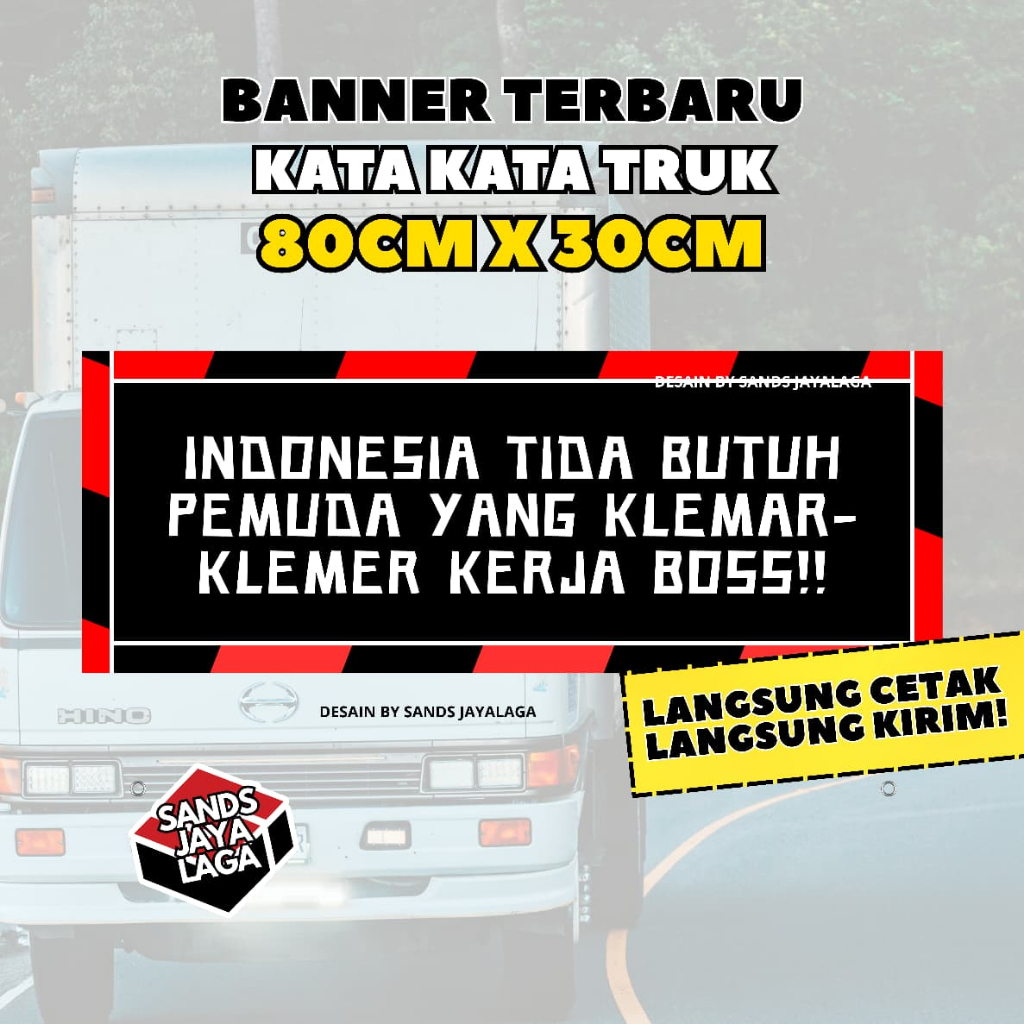 BANNER KATA KATA LUCU 80CMx30CM DIPASANG DI TRUK BANNER KATA KATA CUSTOM