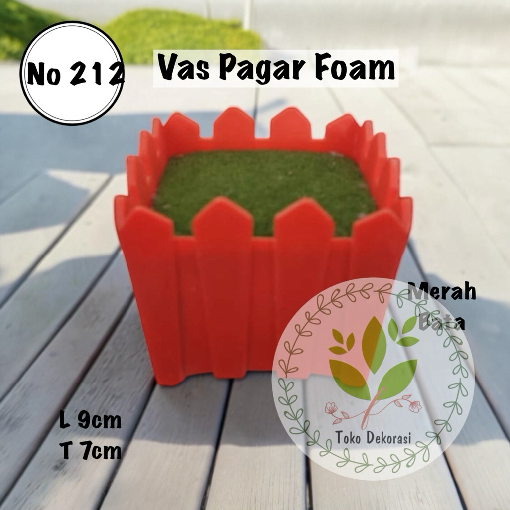 Dekorasi Pot Vas Bunga Pagar / Pot Pagar Foam Merah