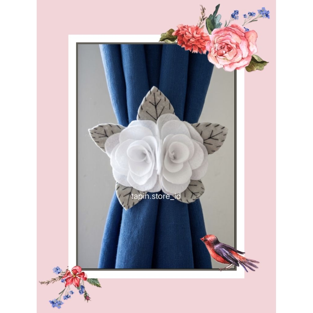 Ikat gorden  bunga mawar / tali gorden - pengikat gorden - ikat gorden bunga cantik