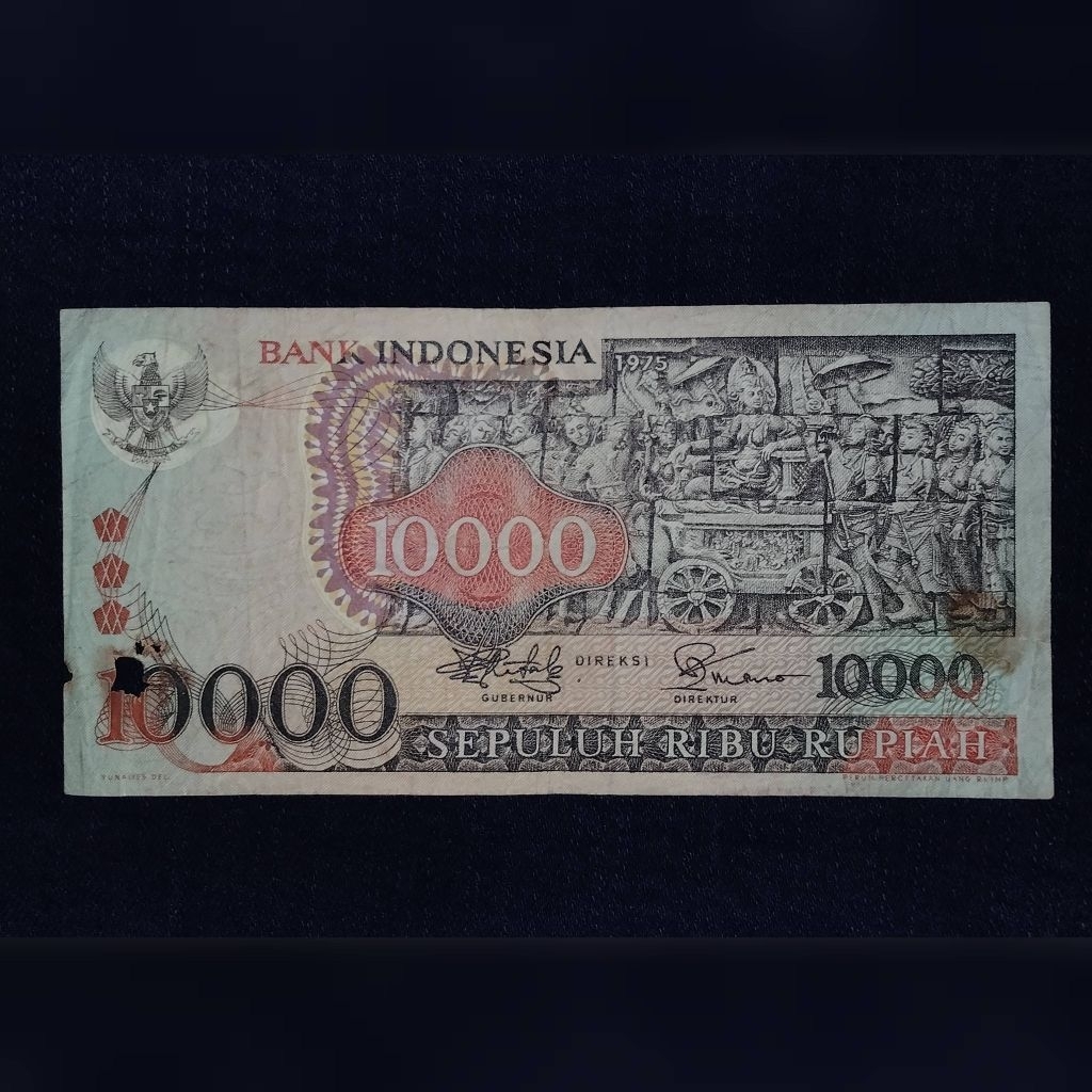 uang kuno 10000 rupiah barong th 1975 original