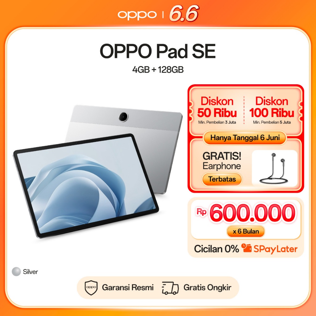 OPPO Pad SE 4GB/128GB Wi-Fi Version [9340mAh Long-Lasting Battery, lmmersive Eye-Care Display & Goog