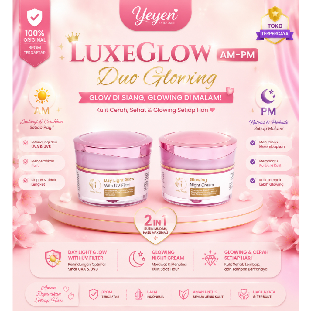 Bundling LuxeGlow AM-PM Inerme Beaute - Set Skincare Siang & Malam