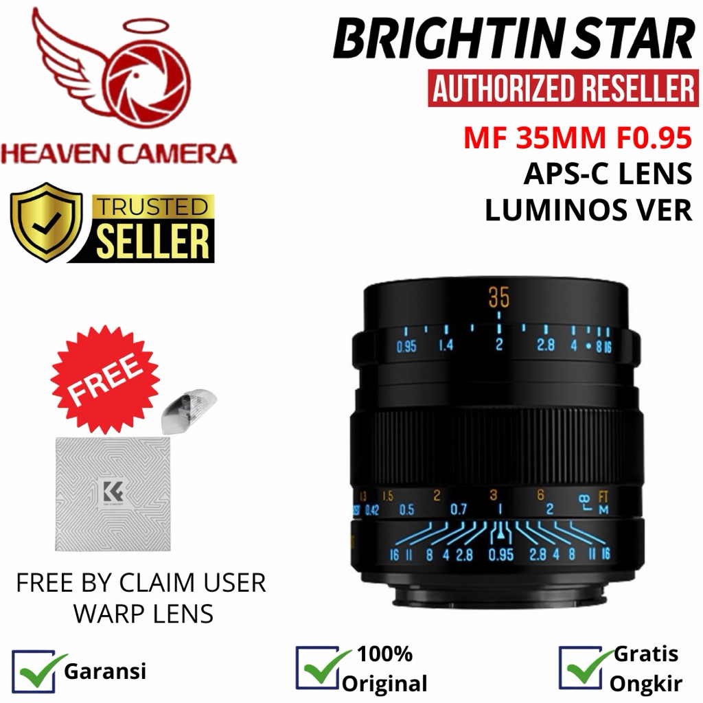 Brightin Star MF 35mm F0.95 LUMINOUS Version Lensa Manual Focus 35 mm F/0.95 APSC Prime Garansi Resm