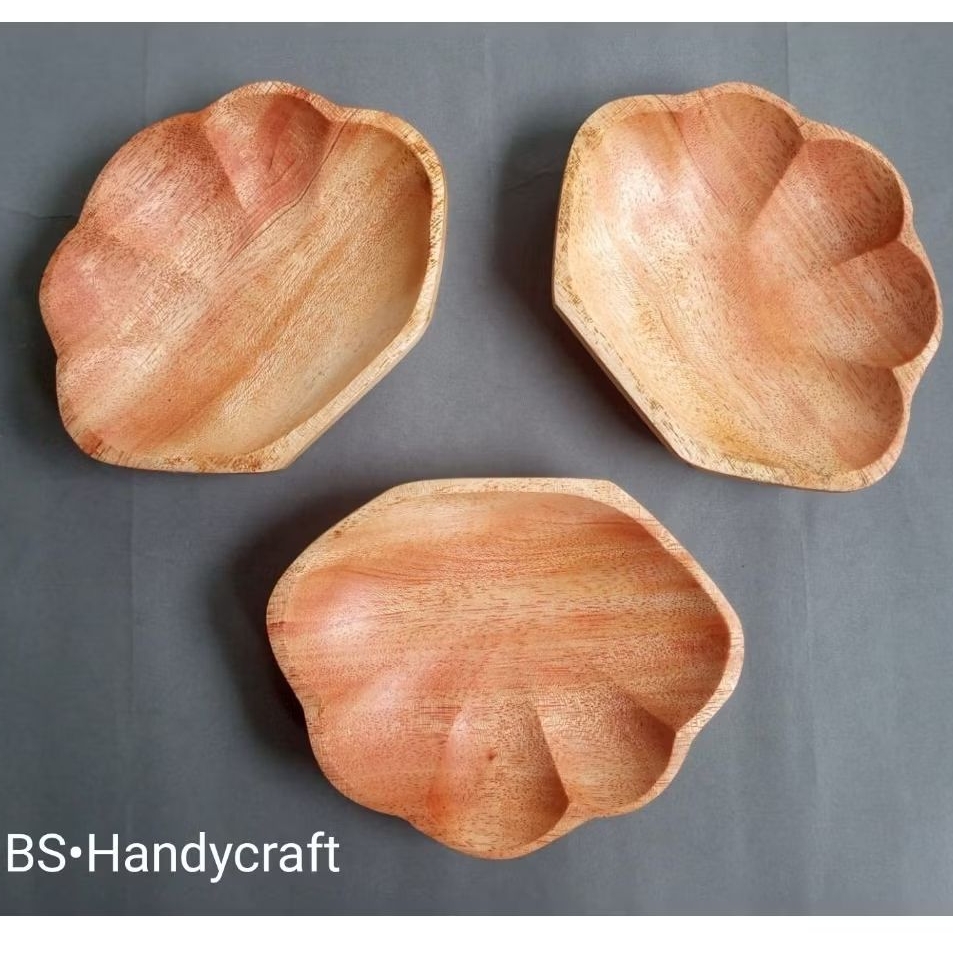piring kerang kayu mahoni/piring saji/piring mini/piring kayu mahoni