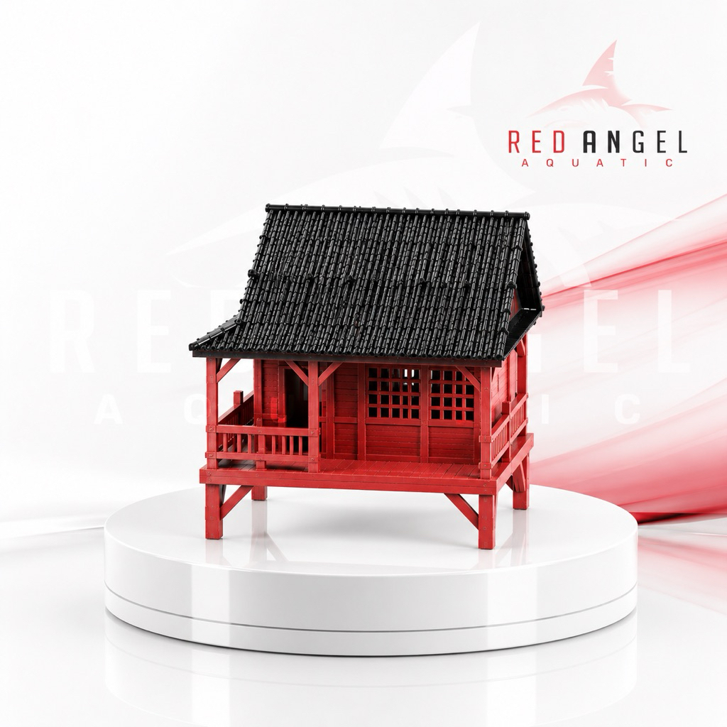 miniatur rumah hiasan aquascape aquarium diorama pinggir danau super realistic (sedang)