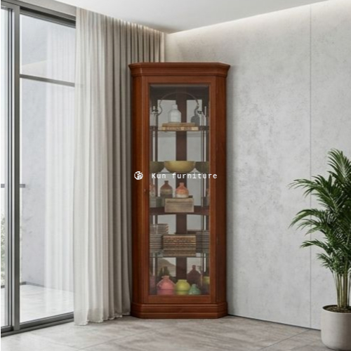 Lemari Hias Sudut Nancy Kayu Jati | kun furniture