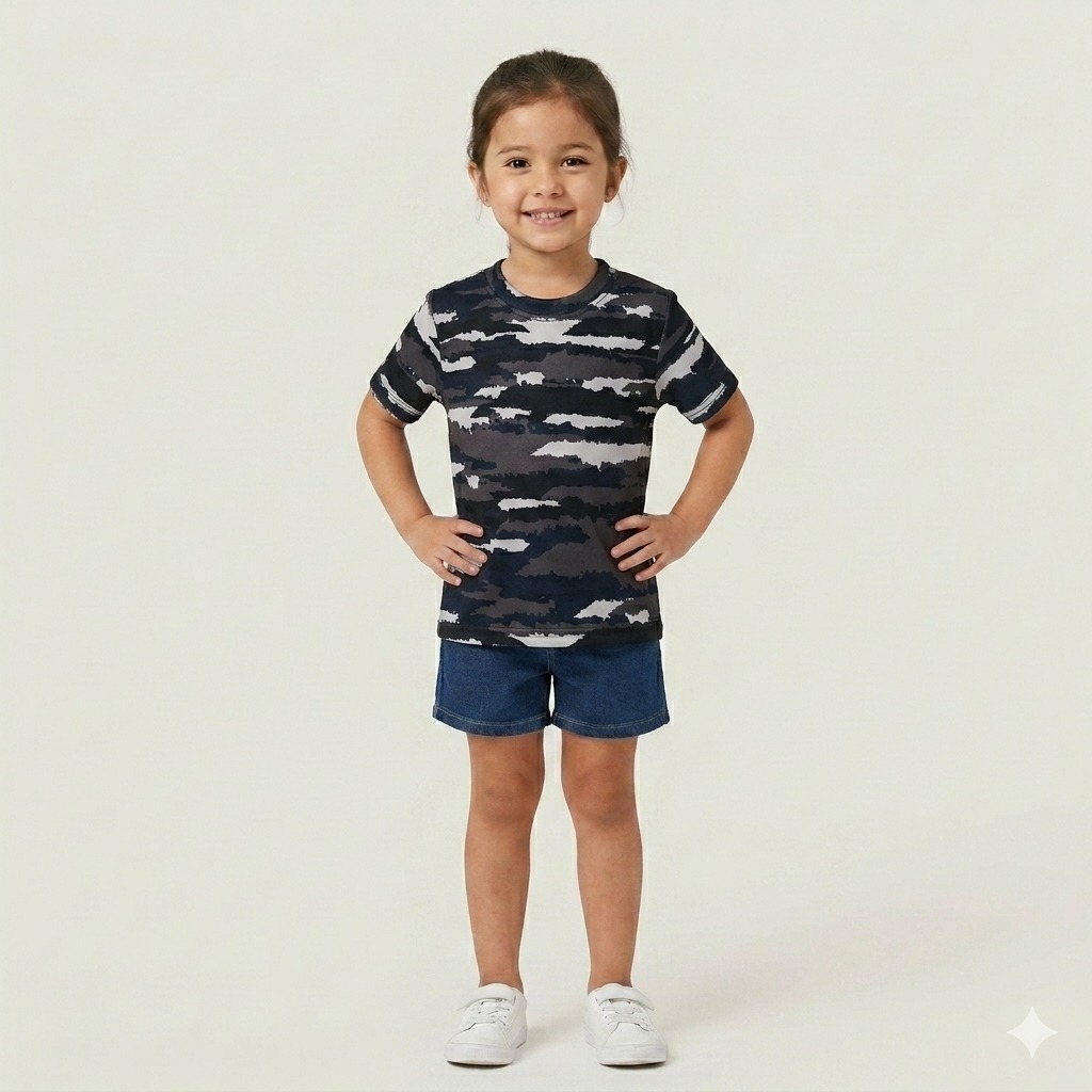 Kaos Anak Perempuan Loreng KRI Army Dry-Fit – Baju Olahraga Anak Cewek Adem 2-8 Tahun