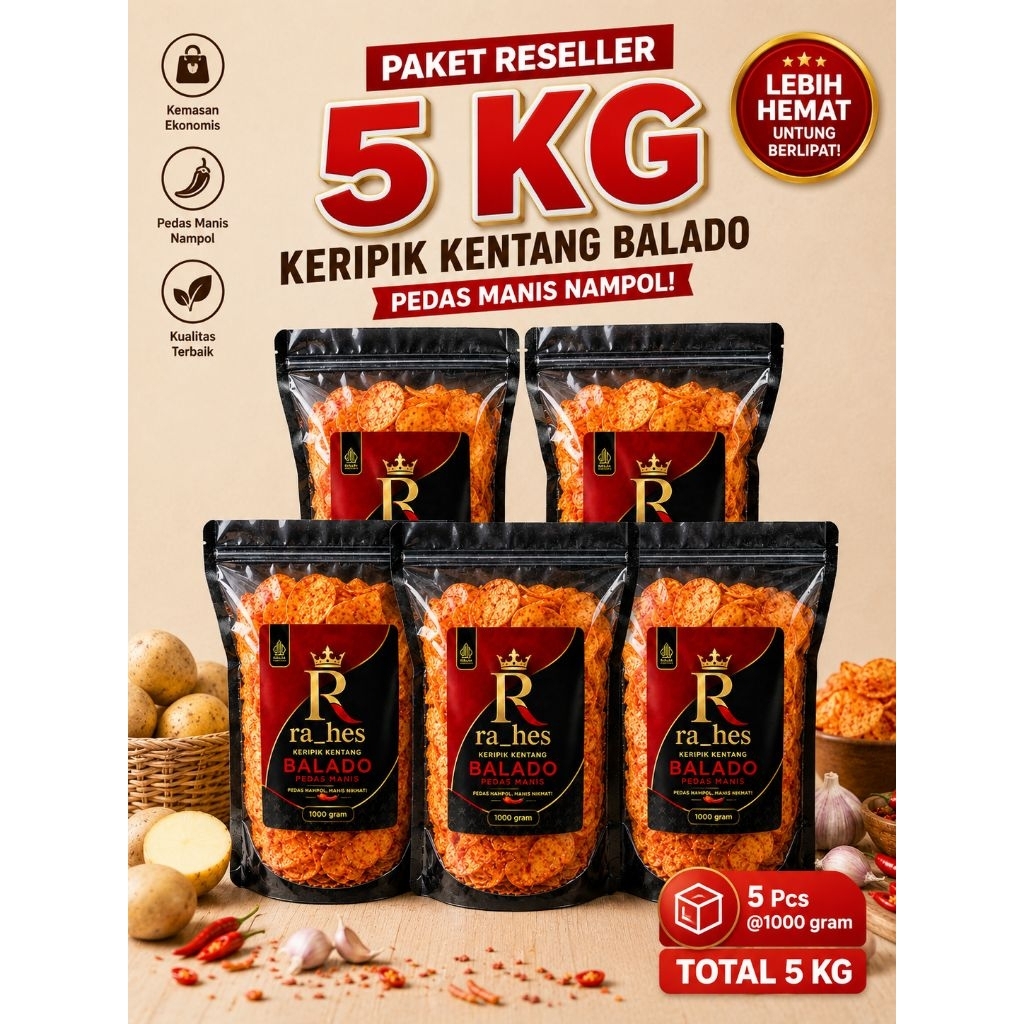 PAKET USAHA 5 KILO, KERIPIK KENTANG BALADO