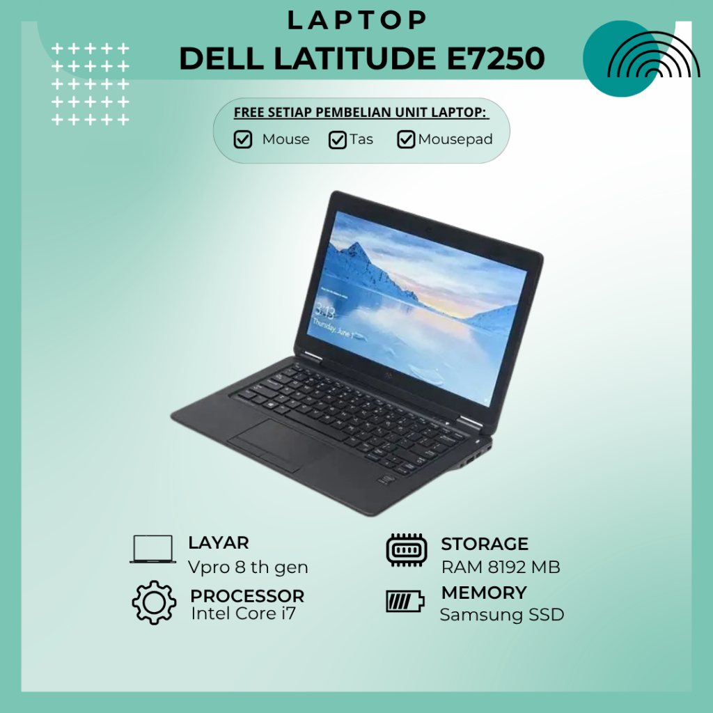 Laptop DELL Latitude E7250 Intel Core i7 vPro 8th Gen Samsung SSD RAM 8192 MB