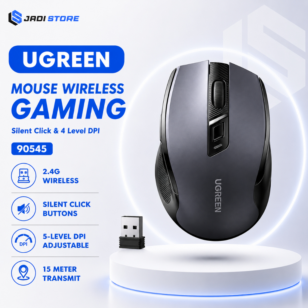 UGREEN Mouse Wireless Silent Click 2.4G USB Mice 4000 DPI 90545 Mouse Tanpa Kabel Senyap Tidak Beris