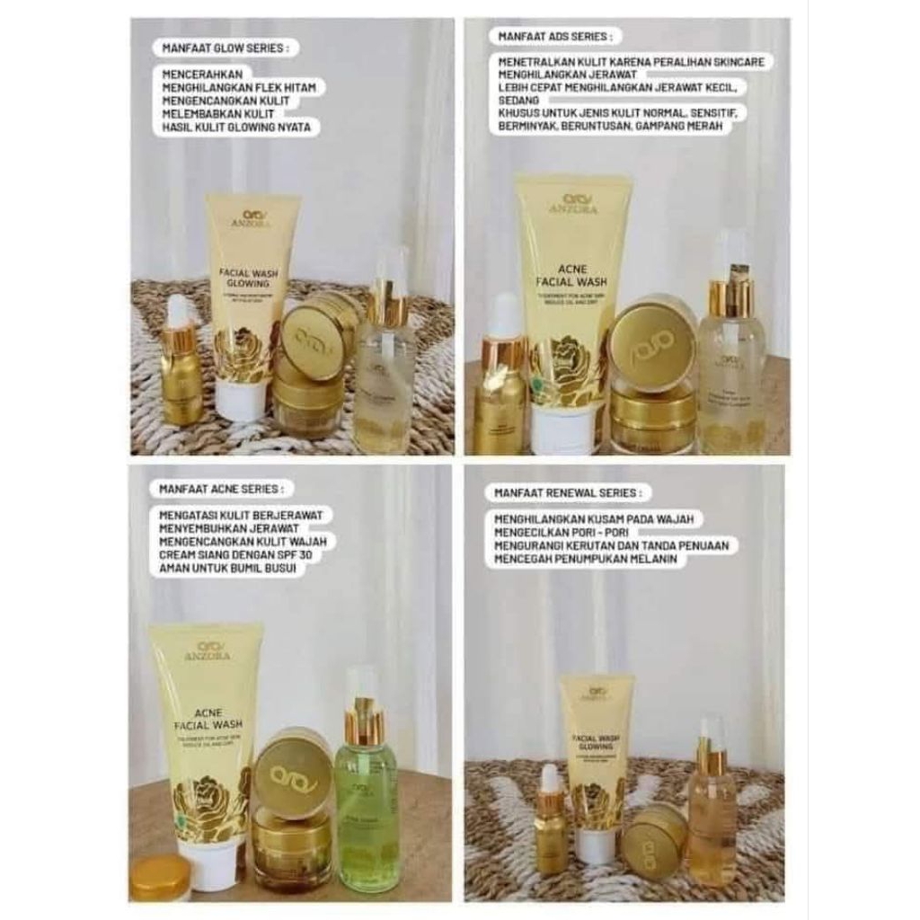 ANZORA SKINCARE PAKET KLINIK ORIGINAL | Skincare jerawat dan bekas jerawat | skincare flek hitam pak
