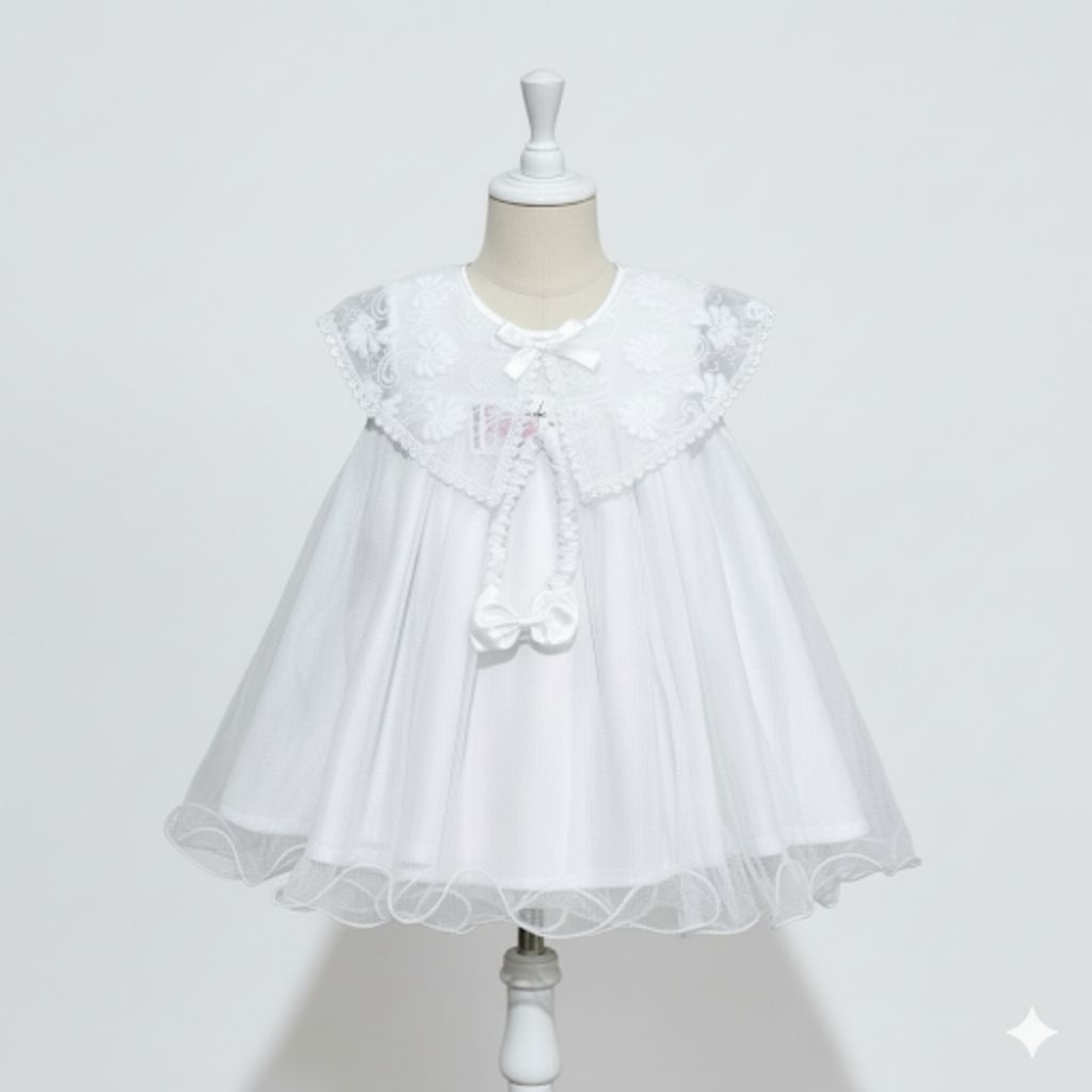 Gaun putih bayi 0-12bulan,dress putih bayi,gaun anak perempuan,dress anak perempuan