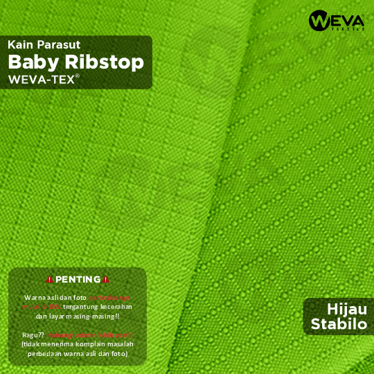 BABY RIBSTOP Bahan Kain Micro Ribstop Kain Jaket Parasut Waterproof Hijau Pupus 1