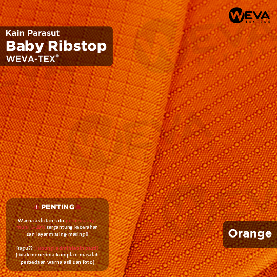 BABY RIBSTOP Bahan Kain Micro Ribstop Kain Jaket Parasut Waterproof Orange 5