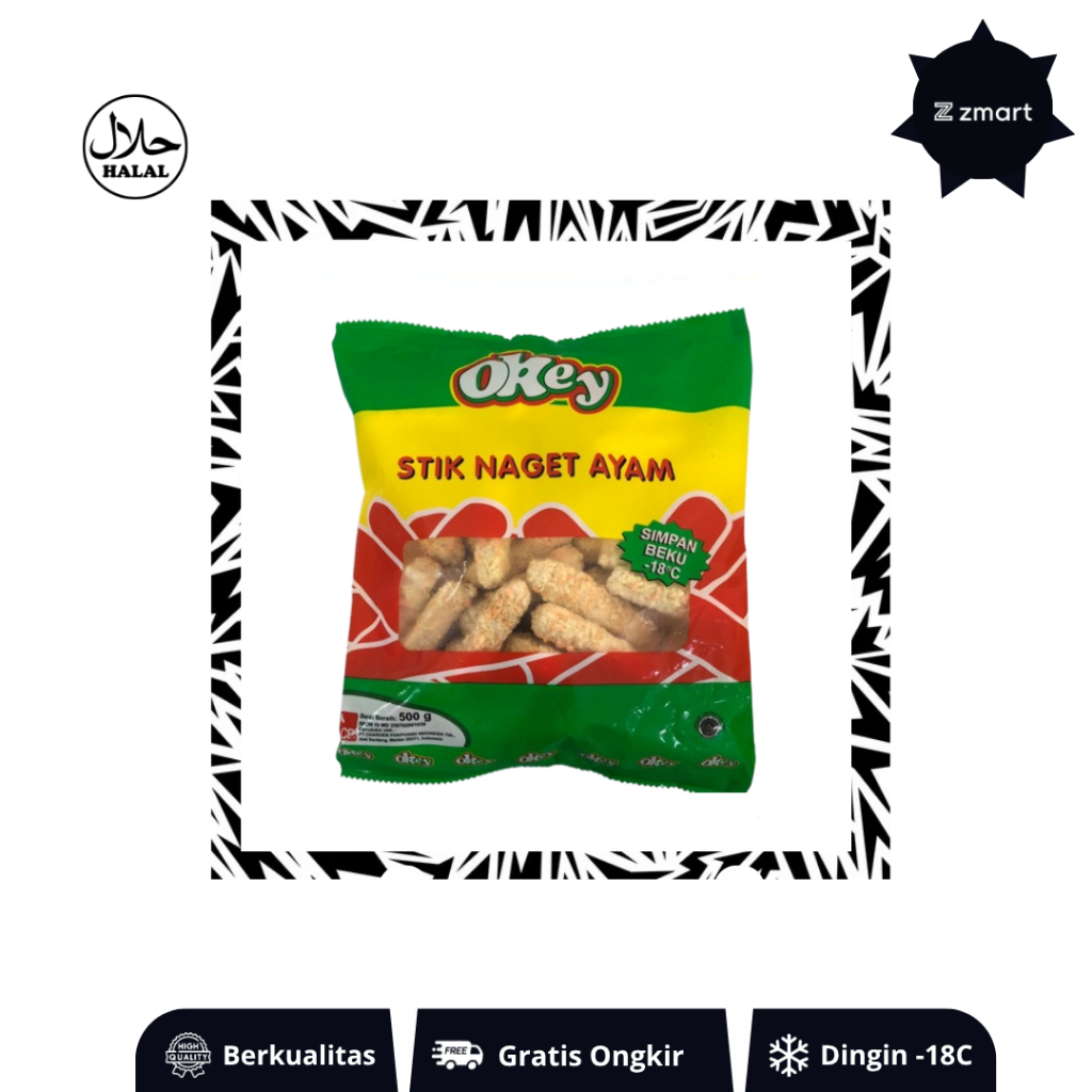 Okey Naget Ayam Kombinasi Stick 500g, 1kg - Zmart Food