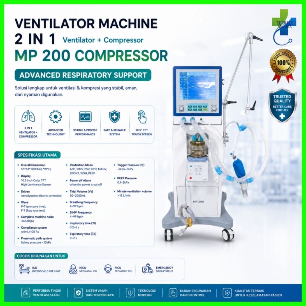 Ventilator ICU Anestesi Adult Pediatric Rumah Sakit Ventilator ICU Medical Grade / Ventilator ICU Me