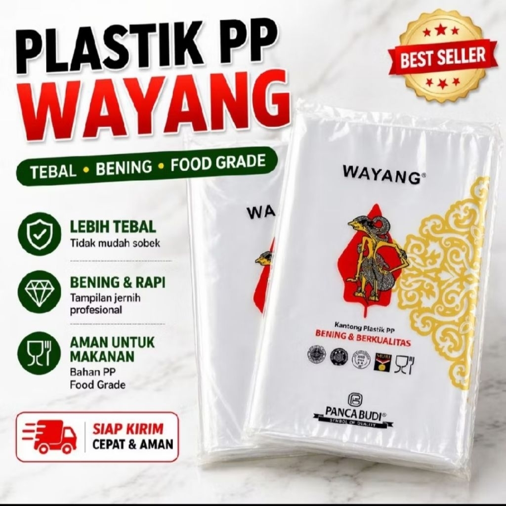 Plastik PP Wayang bening(250gram) Uk 15X30-10X15/Plastik PP bening /Plastik PP