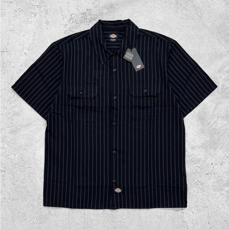 Dickies Worn In Striped Work Shirt