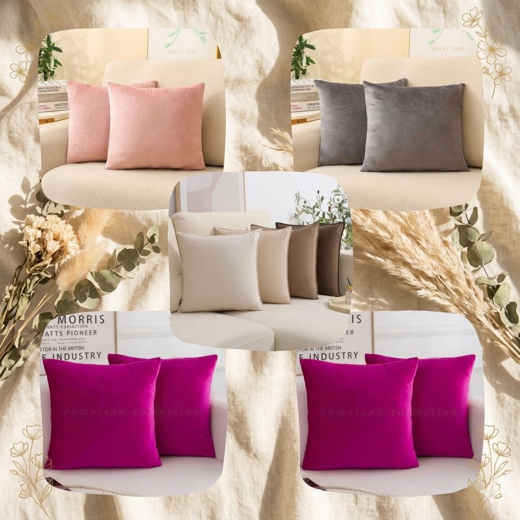 Bantal Sofa Bahan Suede set isi Bantal Ukuran 40x40 45x45 50x50 65x65