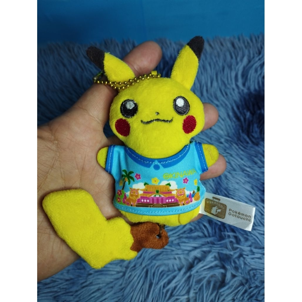 NINTENDO POKETABI PIKACHU GOTOUCHI OKINAWA SERIES KEYCHAIN PLUSH Gantungan Kunci Poketabi Pikachu Go