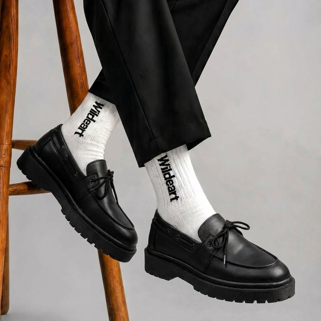 Sepatu Loafers Slop Pria Formal Hak Tinggi 5 Cm
