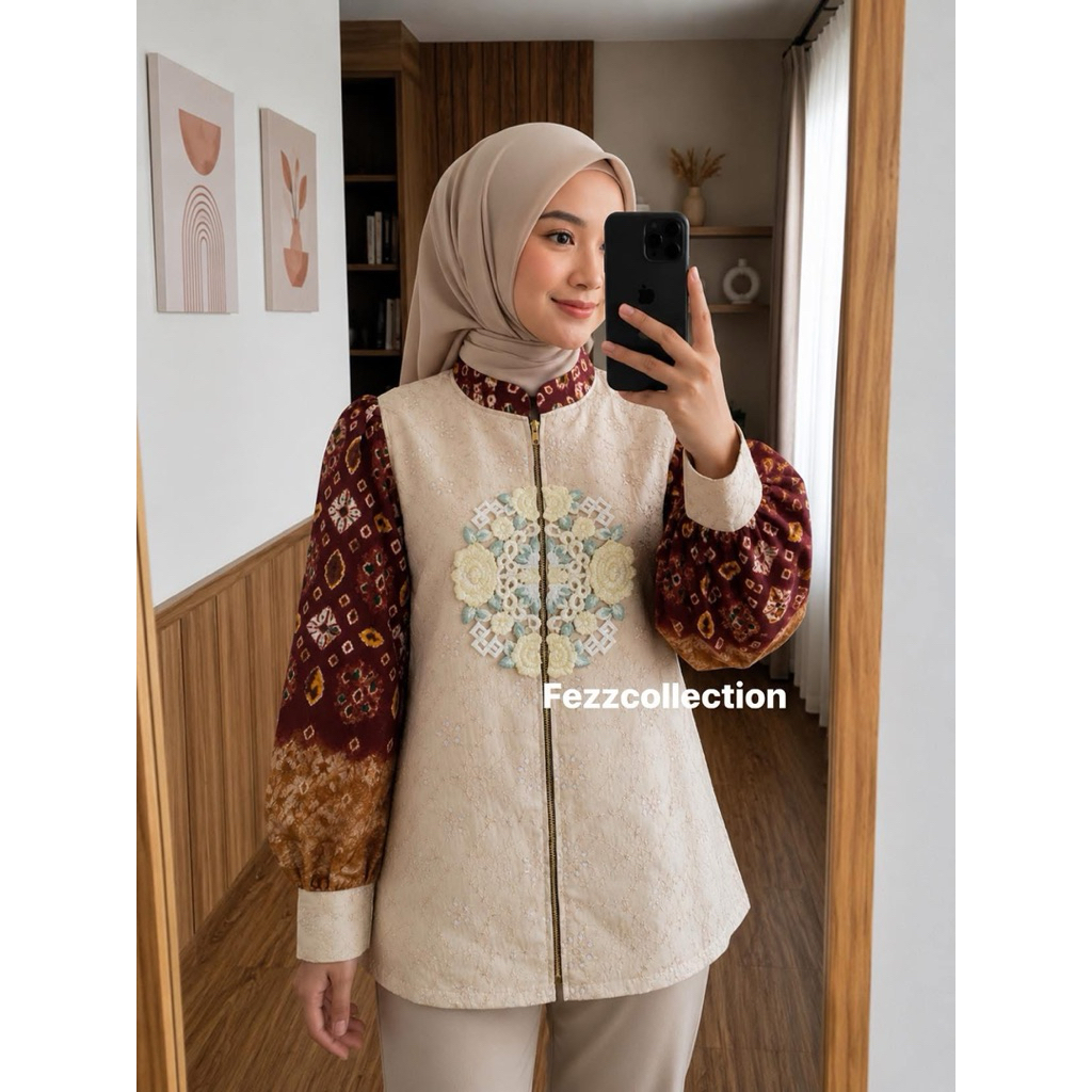 atasan jumputan full furing tricot
