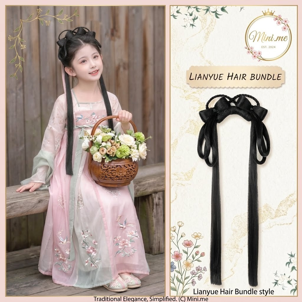 [MiniMe] Wig Rambut Palsu Motif Hanfu / Wig Rambut Panjang Korea / Rambut Palsu Cantik Panjang Anak 