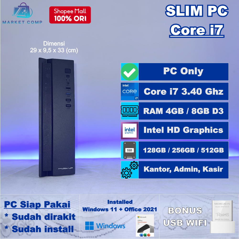Slim PC Core i7 Kantor - CPU Komputer Rakitan
