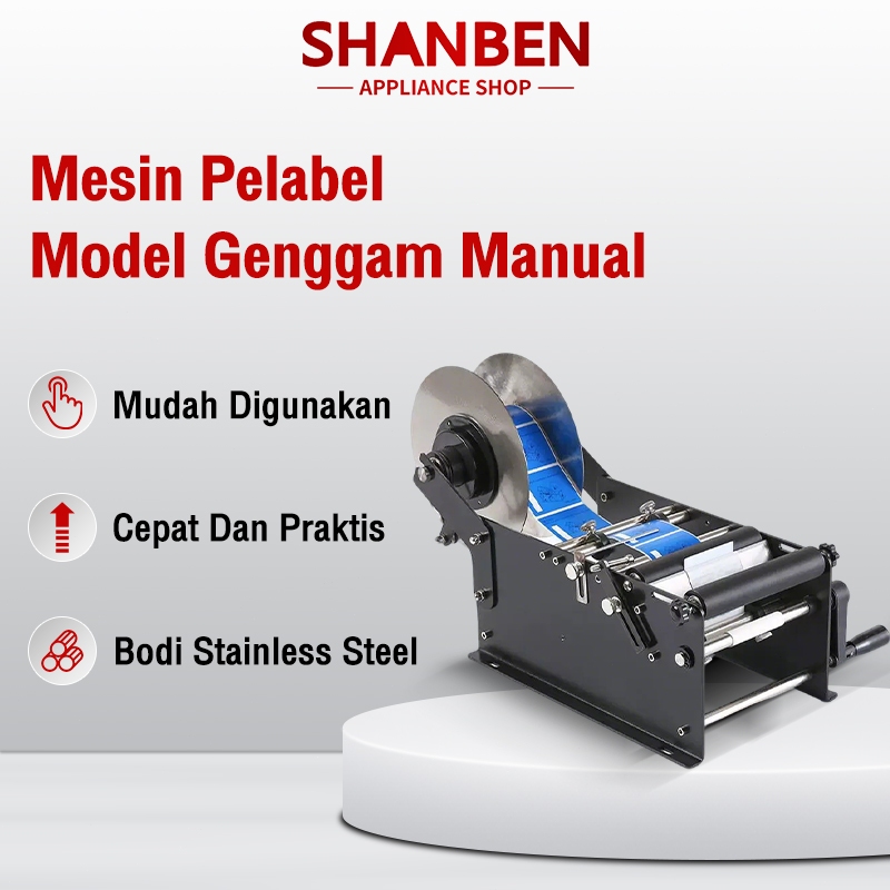 SHANBEN Mesin Pelabel Pelabel Botol Bulat Kecil Meja Manual Mesin Tempel Label Stiker Mesin Pelabel 