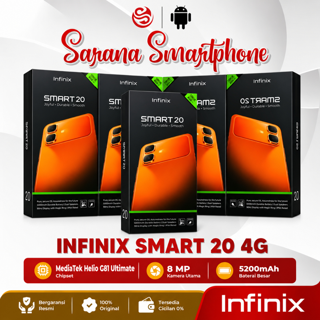 Infinix Smart 20 4/128GB Smartphone Android HP Murah 1 Jutaan Terbaru Garansi Resmi
