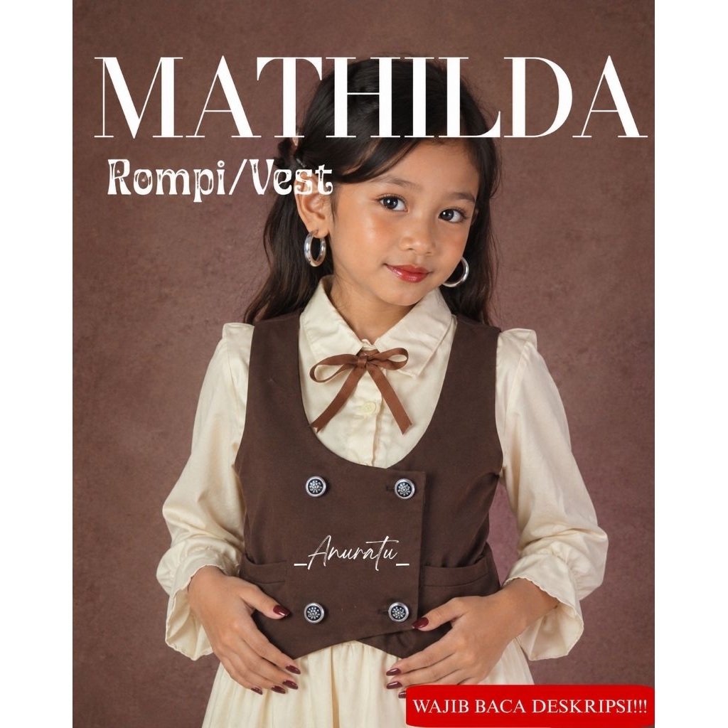 MATILDA KIDS Vest Anak Wanita Vintage| Anuratu Store Official