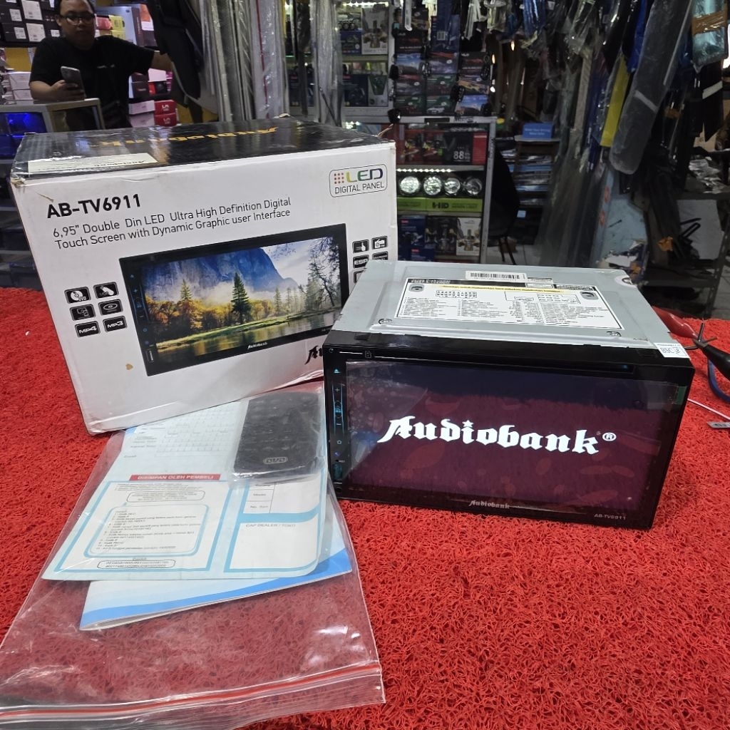 Head Unit Audiobank AB-TV6911 Full Glass Bluetooth USB CD Aux Radio