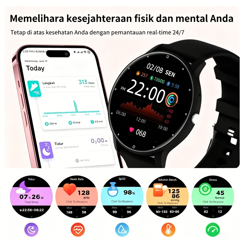 BEST SALE LIGE Smartwatch Jam Tangan Pria Wanita Sport Tracker Jam Olahraga Deteksi Tekanan Darah