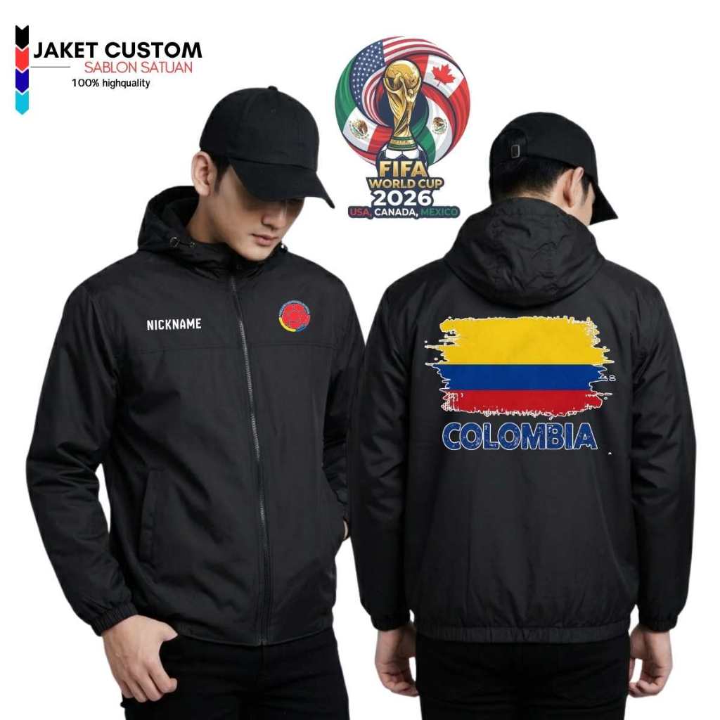Jaket Olahraga FIFA World Cup Running Coach Jacket Custom Kolombia